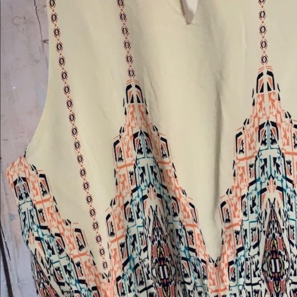 Blu Pepper Womans Small Cream Blue Pink Shift Sleeveless Dress - Picture 5 of 5